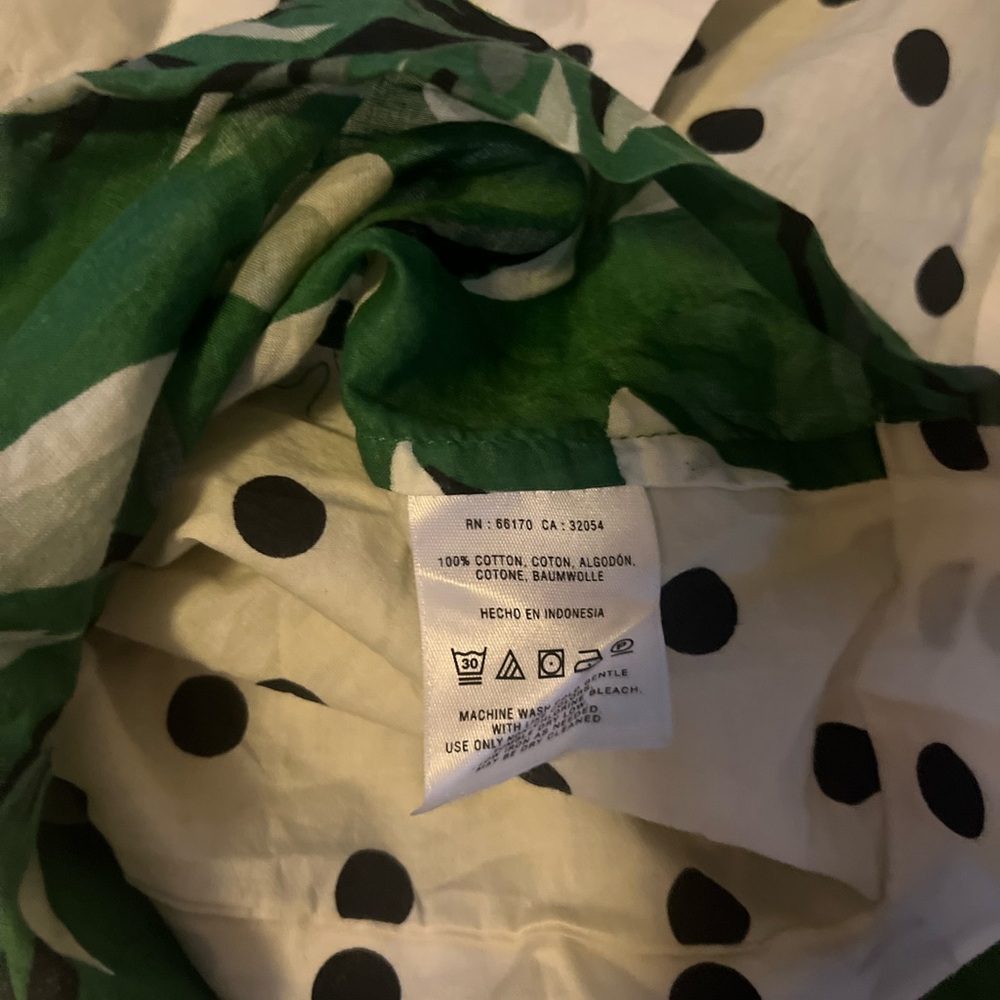 Anthropologie Vanessa Virginia Womans Top 2 Sleeveless Green Palm Polka Dot - Picture 2 of 7